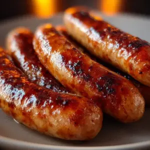 Crispy sausage cooked in an air fryer, showcasing its golden-brown texture.