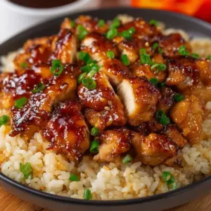 Delicious Honey BBQ Chicken served with rice