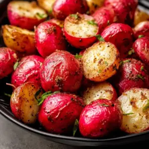Delicious air fryer radishes seasoned and cooked to perfection