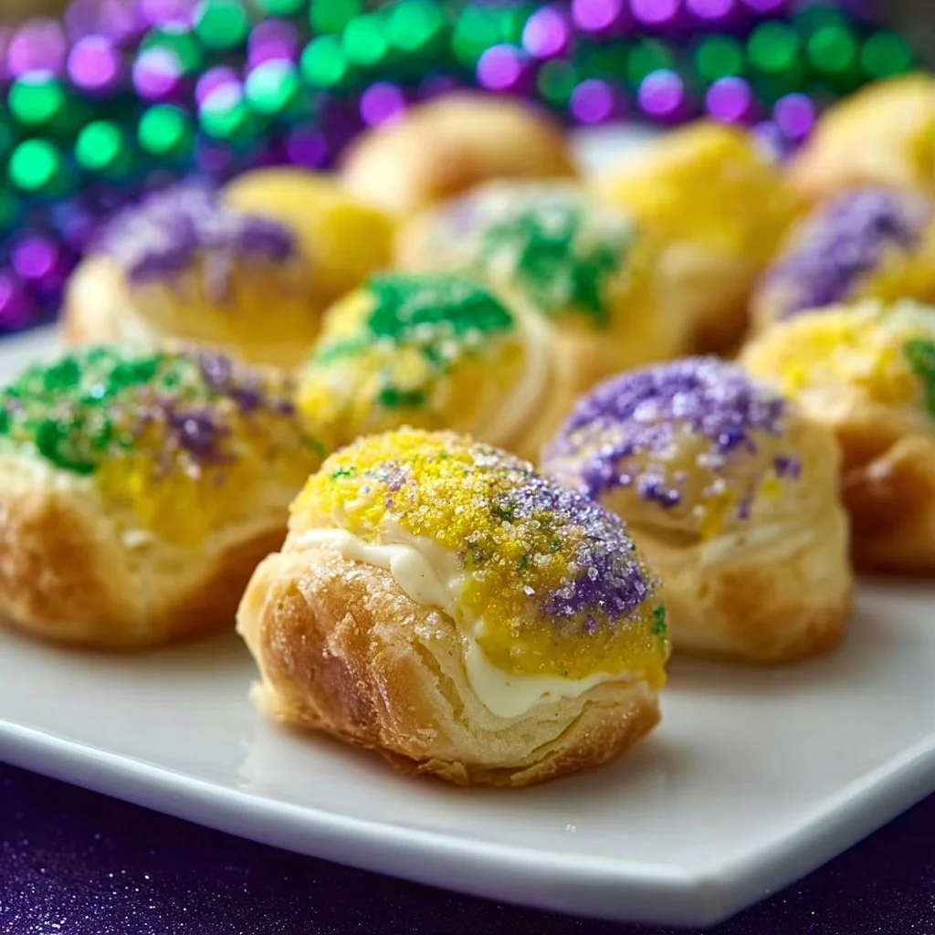 Delicious homemade easy King Cake Bites for festive celebrations