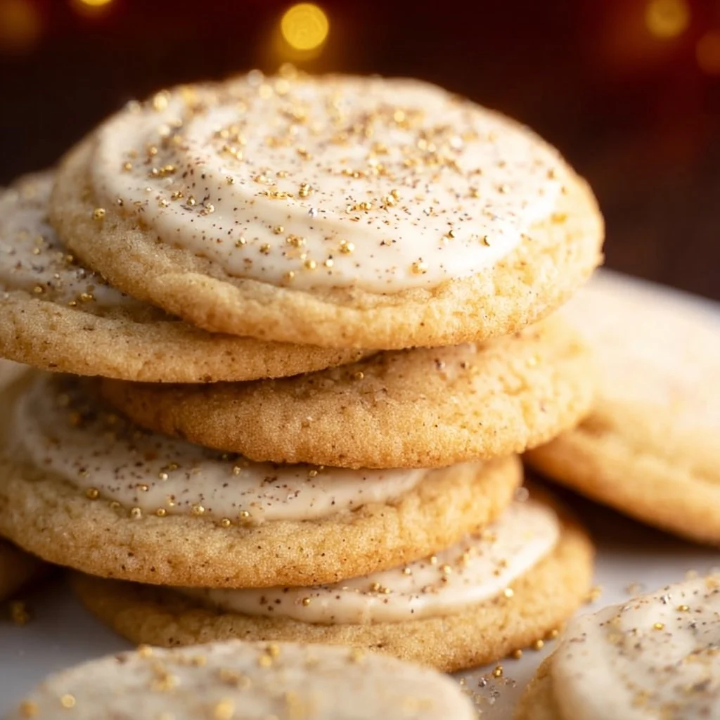 Delicious homemade Eggnog Cookies decorated with festive icing.