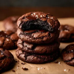 Fudgy chocolate brownie cookies on a cooling rack, rich and delicious