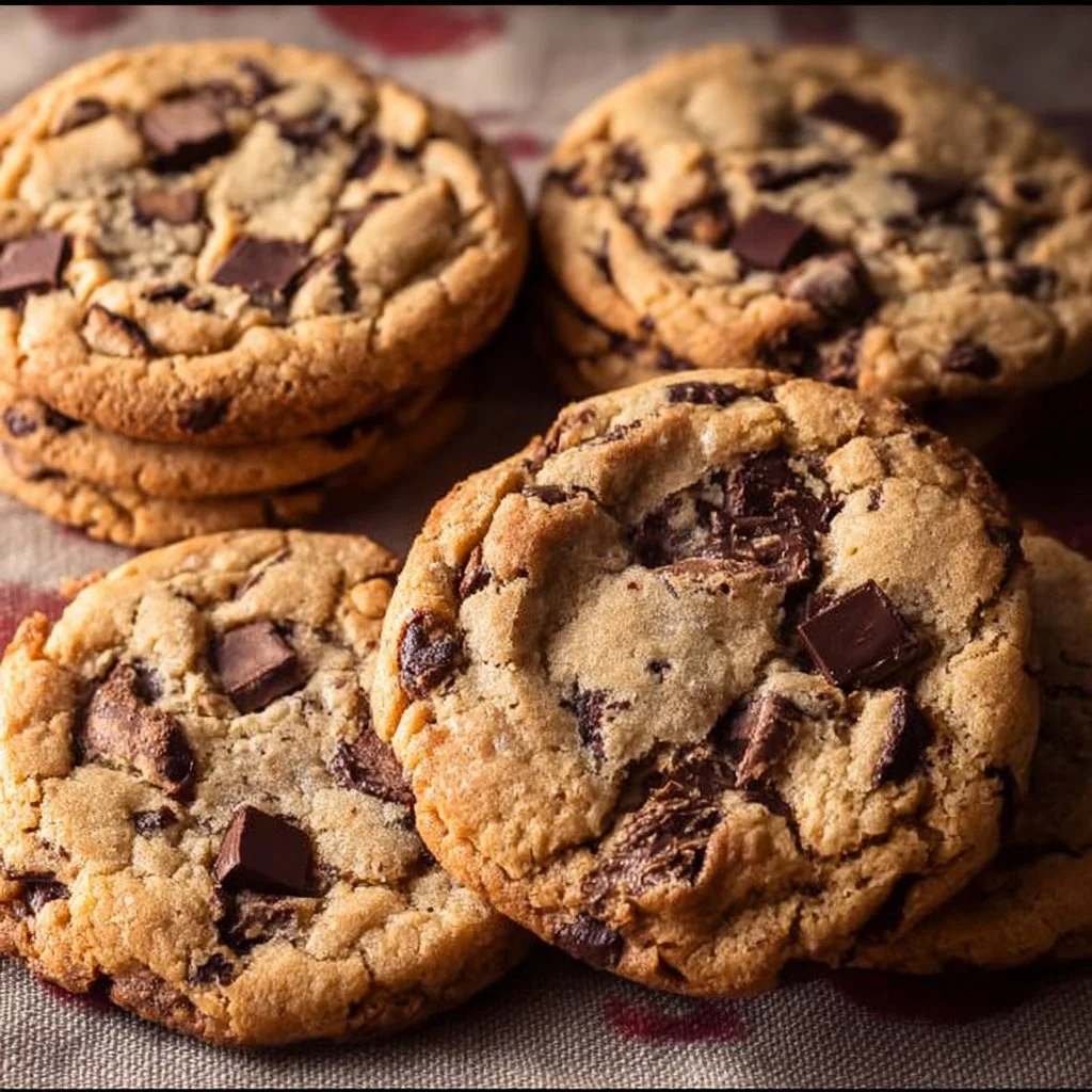 Giant chocolate chip cookies fresh out of the oven