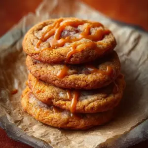 Freshly baked Gochujang Caramel Cookies on a decorative plate