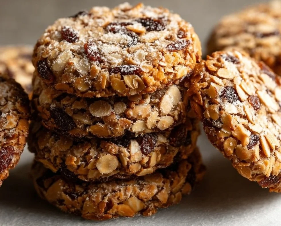 Italian Florentine cookies with nuts and chocolate on a decorative plate.