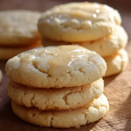 Kentucky Butter Cake Cookies with a buttery glaze on a white plate
