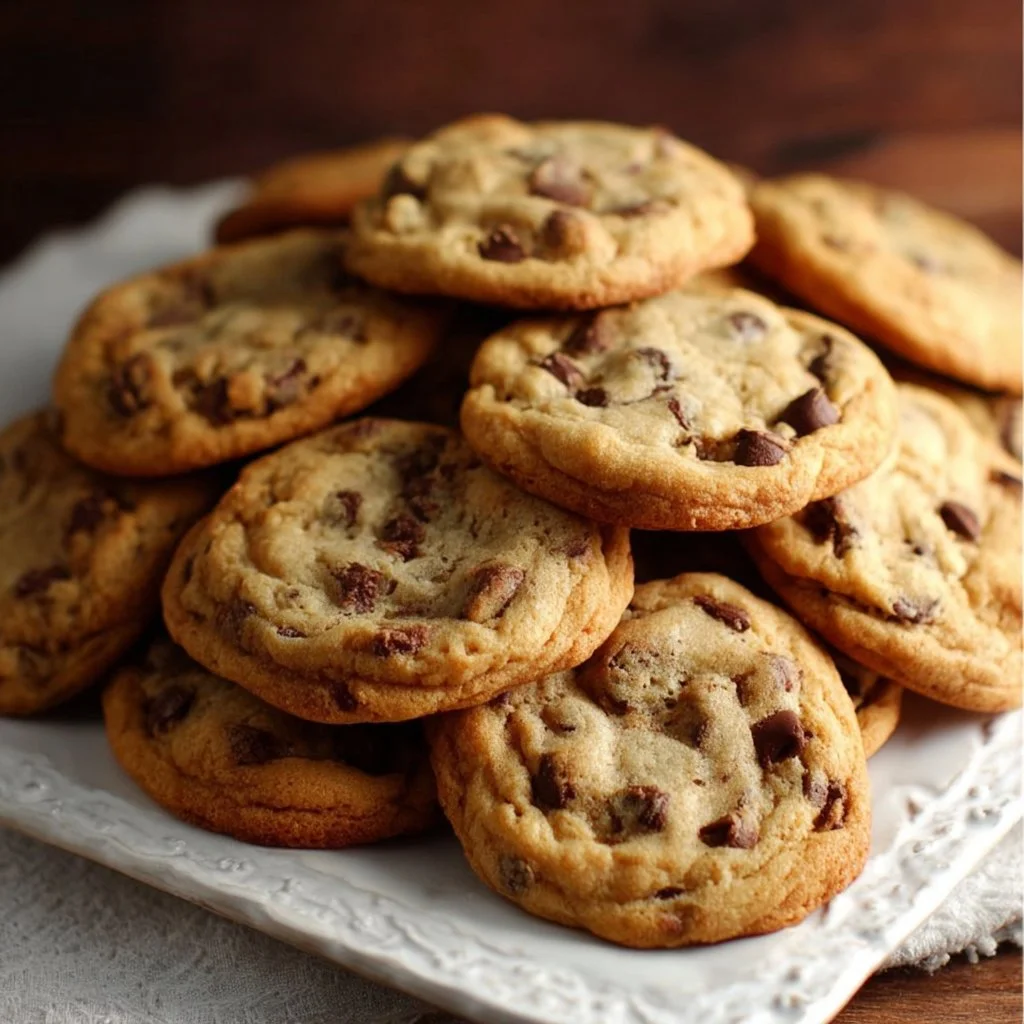 Large batch chocolate chip cookies ready to be enjoyed