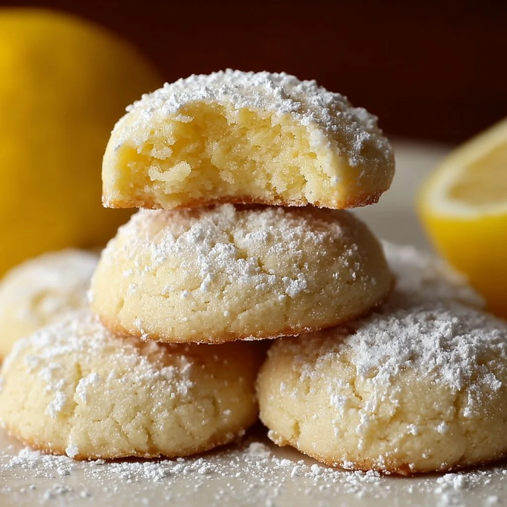 Lemon Meltaways Cookies on a plate, showcasing their soft and tempting texture