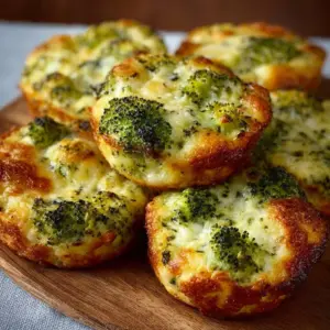 Low carb broccoli cheese rounds on a plate, delicious and healthy snack.