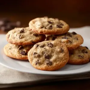 Delicious Martha Stewart chocolate chip cookies with melting chocolate chips