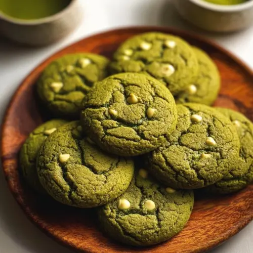 Delicious homemade matcha cookies on a plate