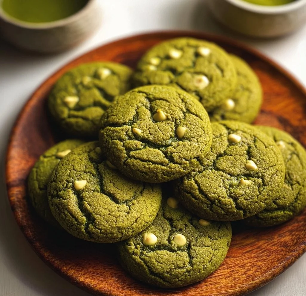 Delicious homemade matcha cookies on a plate
