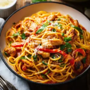 A bowl of Mexican Chicken Spaghetti topped with fresh herbs and cheese