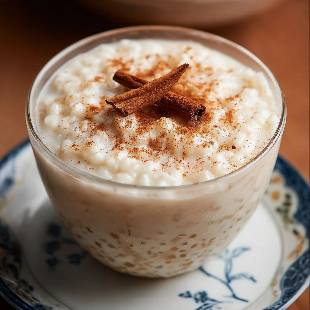 Bowl of creamy Mexican Rice Pudding made with rice and milk