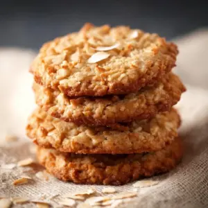 Baked Oatmeal Coconut Cookies on a cooling rack.