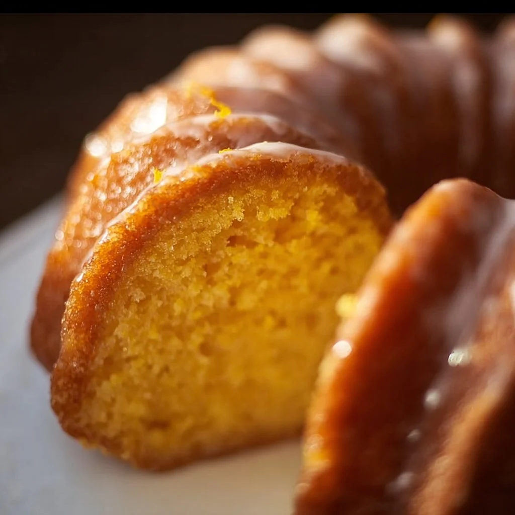 Delicious homemade Orange Bundt Cake with citrus glaze and fresh oranges