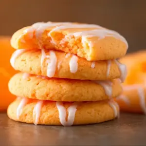Freshly baked Orange Creamsicle Cookies with vibrant orange frosting