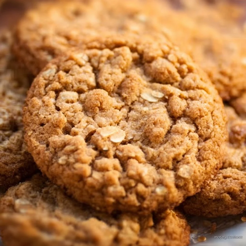 Freshly baked Peanut Butter Oatmeal Cookies on a plate