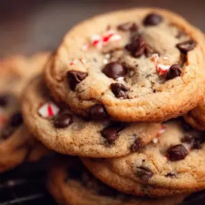 Delicious peppermint chocolate chip cookies on a baking tray