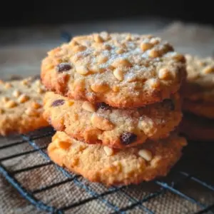 Freshly baked Pignoli Cookies topped with pine nuts and almonds.