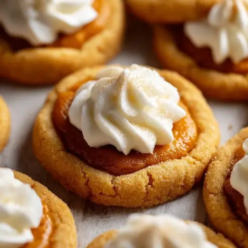 Freshly baked pumpkin pie cookies with spices and cream cheese frosting