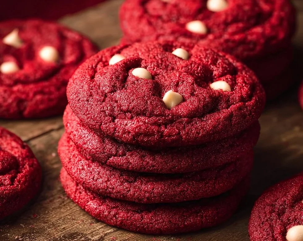 Delicious homemade Red Velvet Cookies with cream cheese frosting