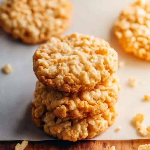 Delicious Rice Krispie Cookies topped with chocolate and sprinkles
