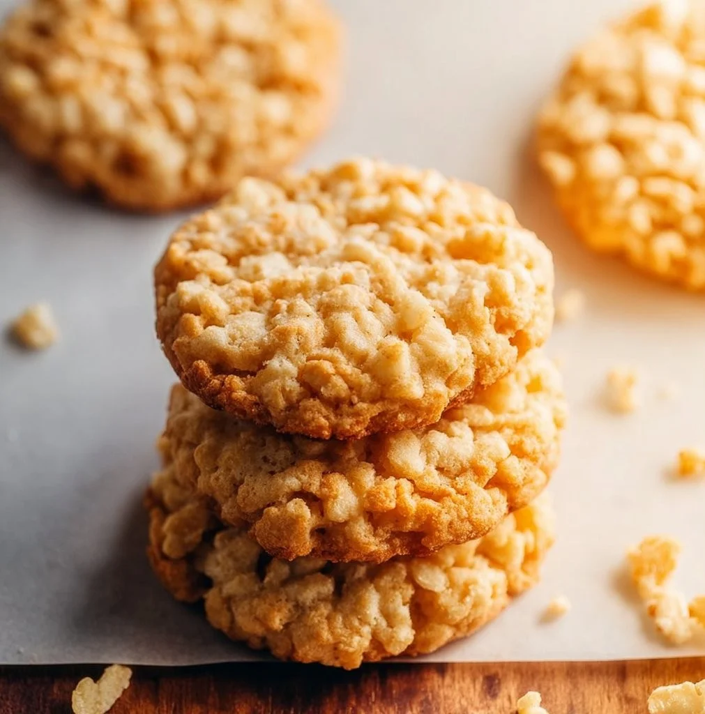 Delicious Rice Krispie Cookies topped with chocolate and sprinkles
