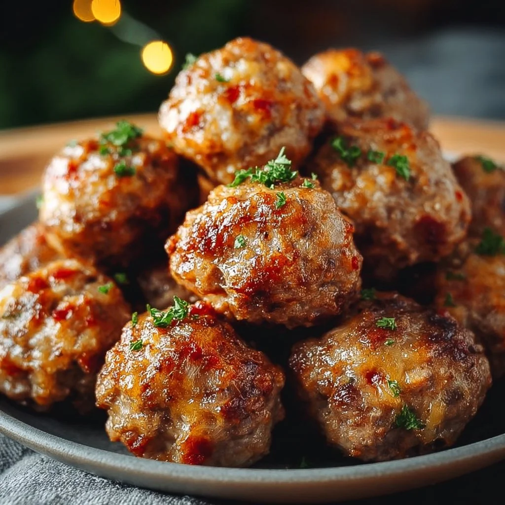 Delicious Rotel sausage balls, perfect for snacks or parties.