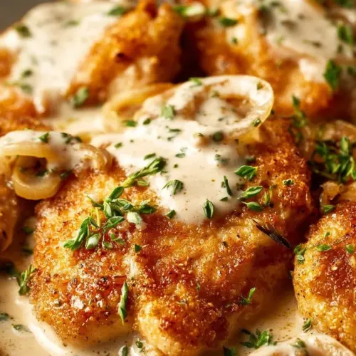 Sour Cream Chicken served with fresh herbs and a side of vegetables