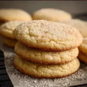 Freshly baked sourdough sugar cookies arranged on a cooling rack.