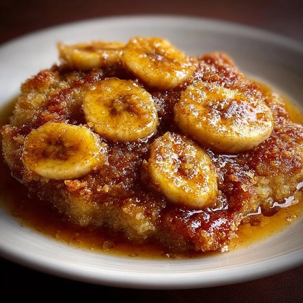 Delicious Southern banana cobbler with a golden crust and fresh banana slices