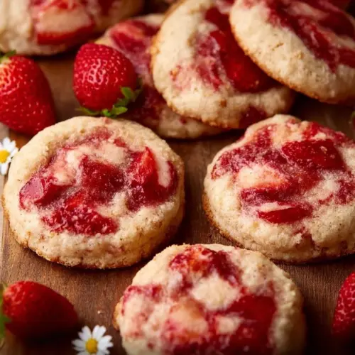 Delicious homemade strawberry cheesecake cookies fresh from the oven