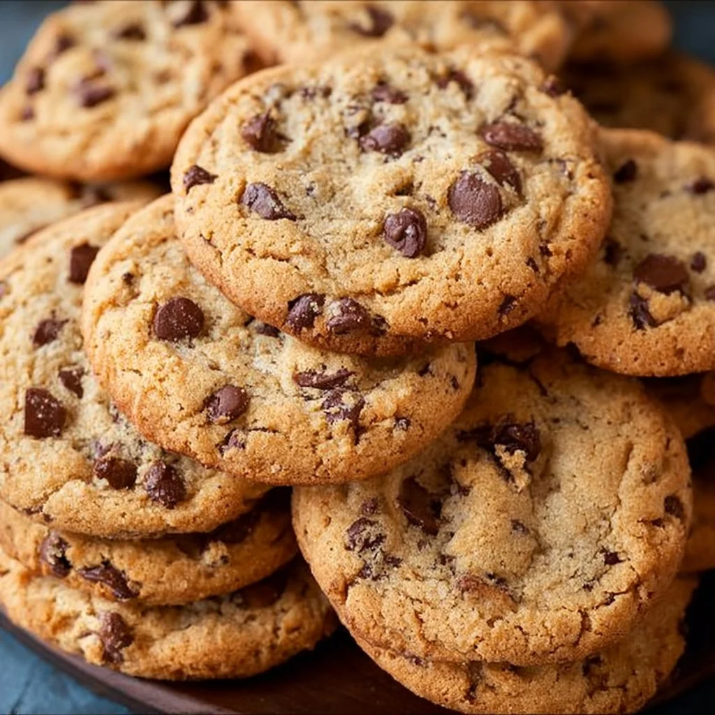 Delicious sugar free chocolate chip cookies on a plate.