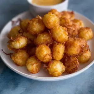Air fried pearl onions on a plate with herbs and spices