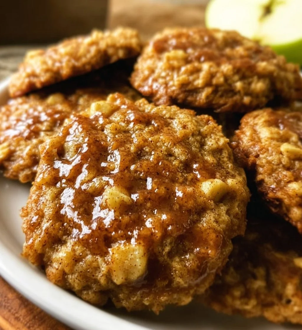Delicious homemade apple cinnamon oatmeal cookies fresh out of the oven