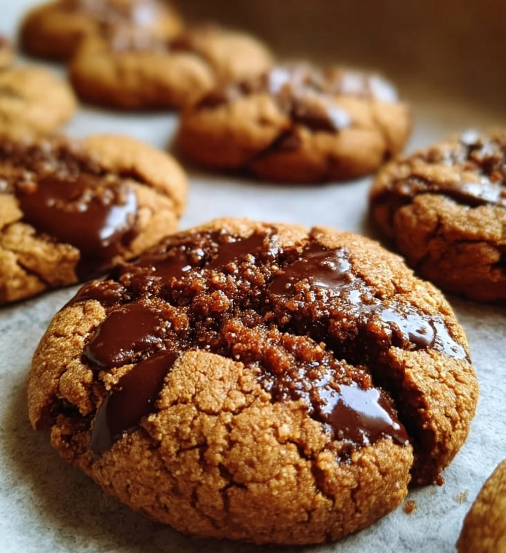Biscoff chocolate chip cookies on a plate, showcasing their delicious texture and rich flavor.