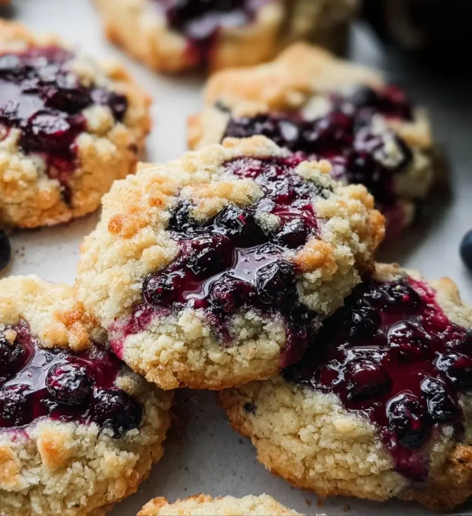 Delicious Blueberry Crumble Cake Cookies with blueberries and crumbly topping