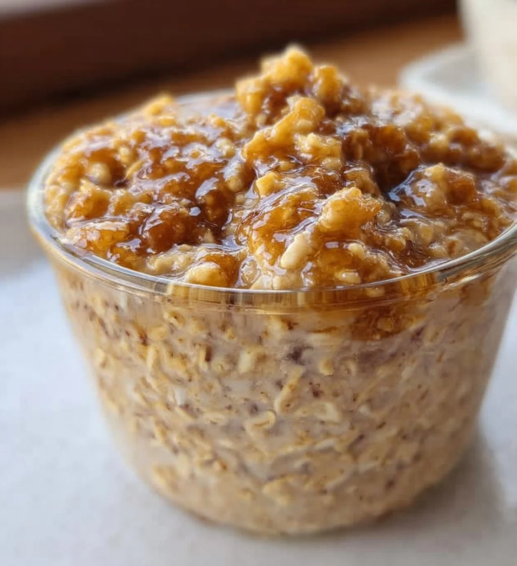 Bowl of brown sugar overnight oats topped with fresh fruit