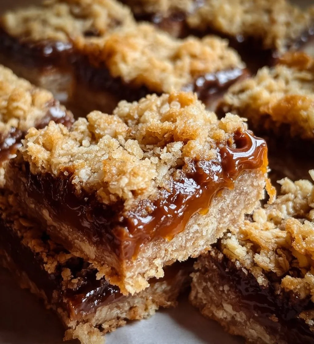 Delicious Carmelite Bars topped with chocolate and caramel layers