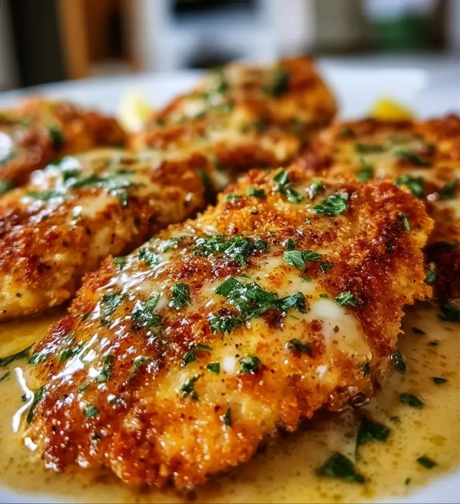 Cheesecake Factory Crusted Chicken Romano dish with chicken and Romano cheese