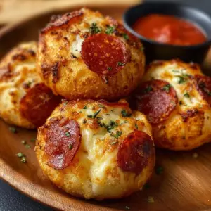 Cheesy pepperoni pizza bombs filled with delicious mozzarella and pepperoni