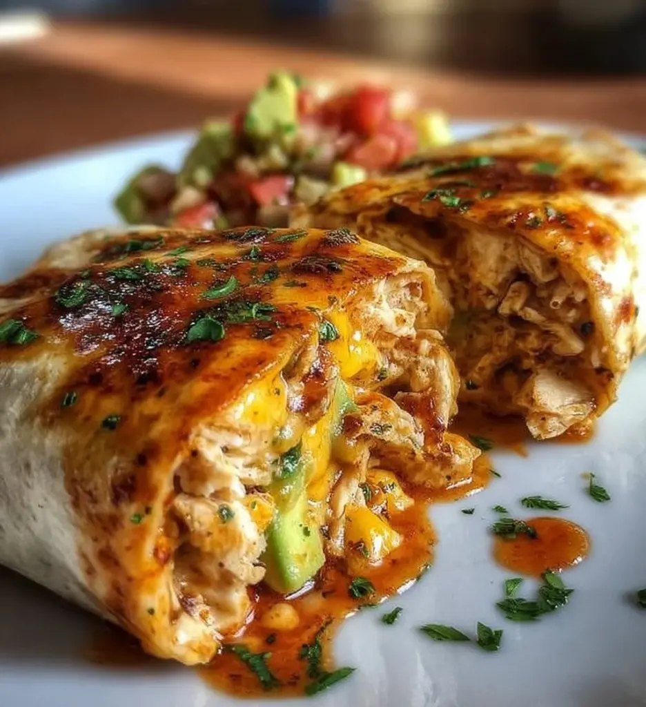 Delicious Chicken Avocado Ranch Burritos wrapped with fresh ingredients
