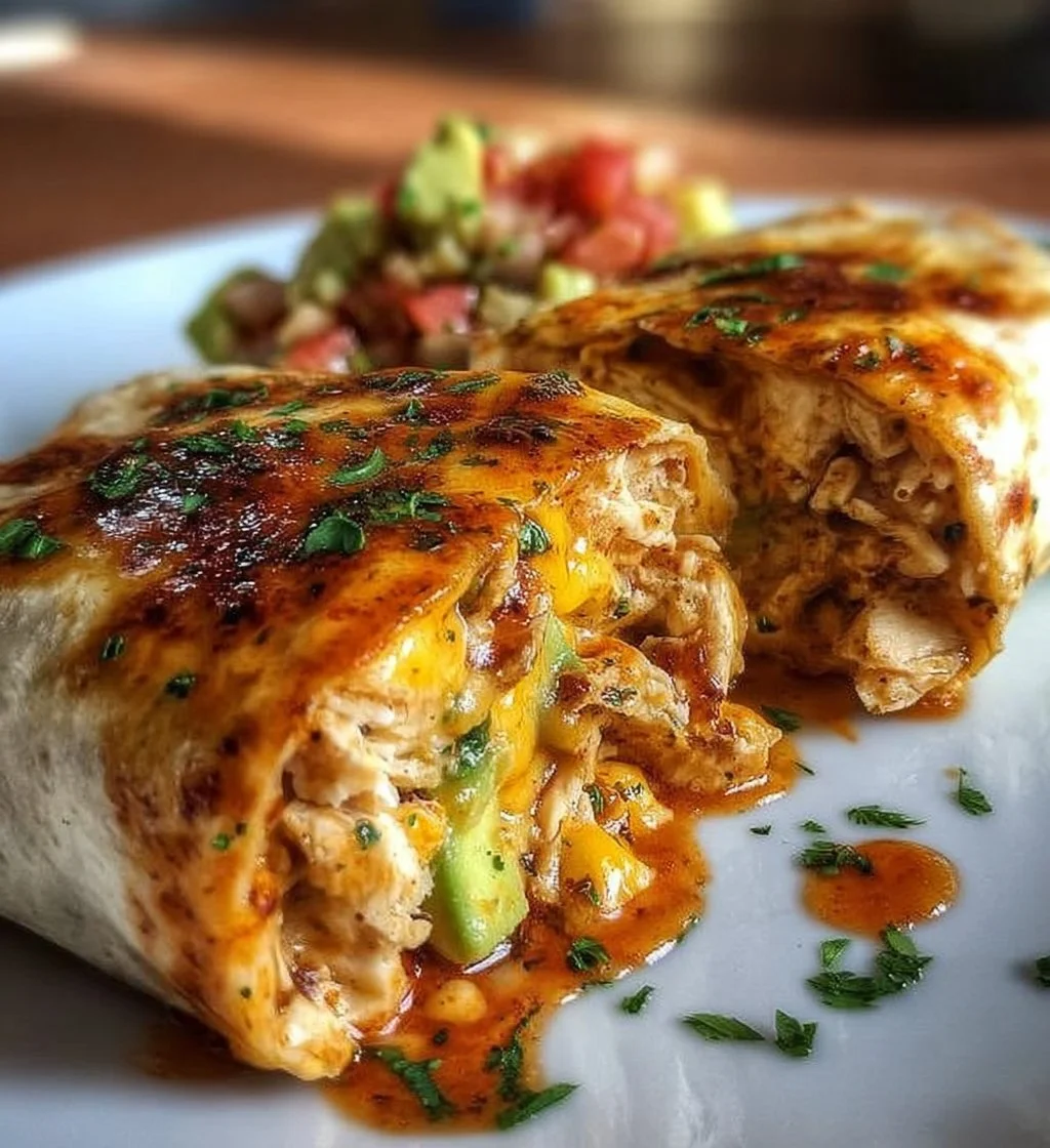 Delicious Chicken Avocado Ranch Burritos wrapped with fresh ingredients