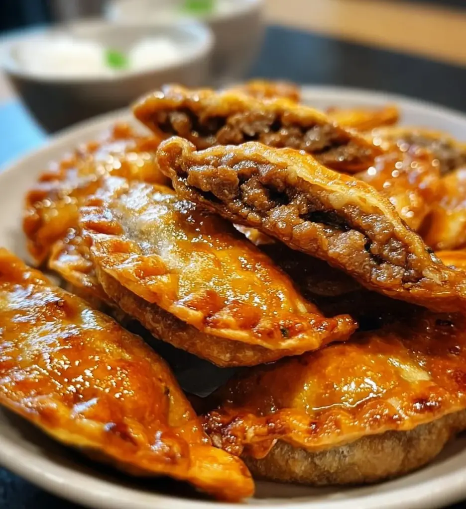 Delicious Chinese Crispy Meat Beef Pies served on a plate