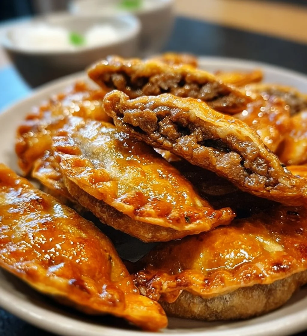 Delicious Chinese Crispy Meat Beef Pies served on a plate