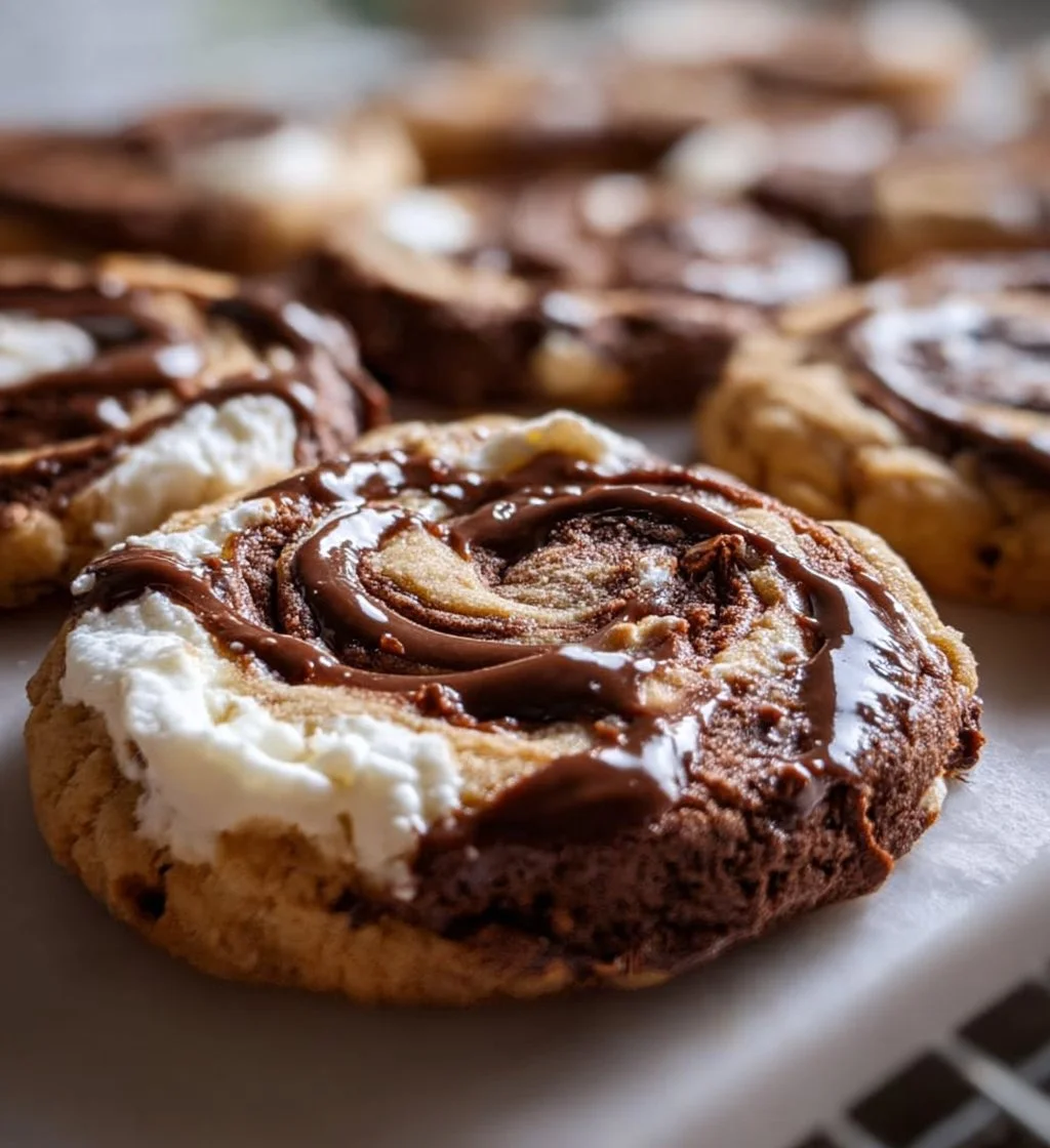 Delicious Chocolate Marshmallow Swirl Cookies fresh out of the oven.