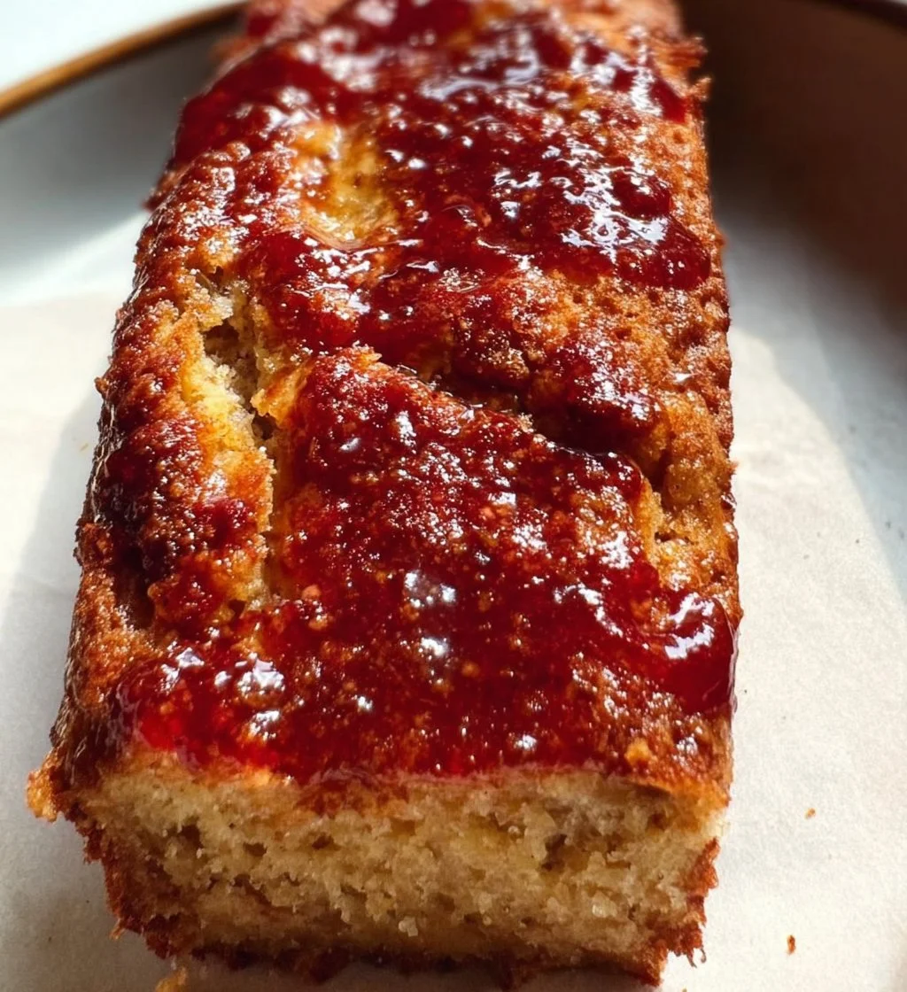 A slice of moist Cottage Cheese Banana Bread on a plate, garnished with banana slices.