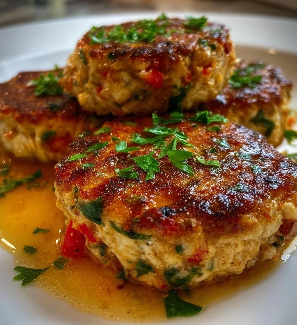 Cottage cheese tuna cakes served with a fresh salad on a plate