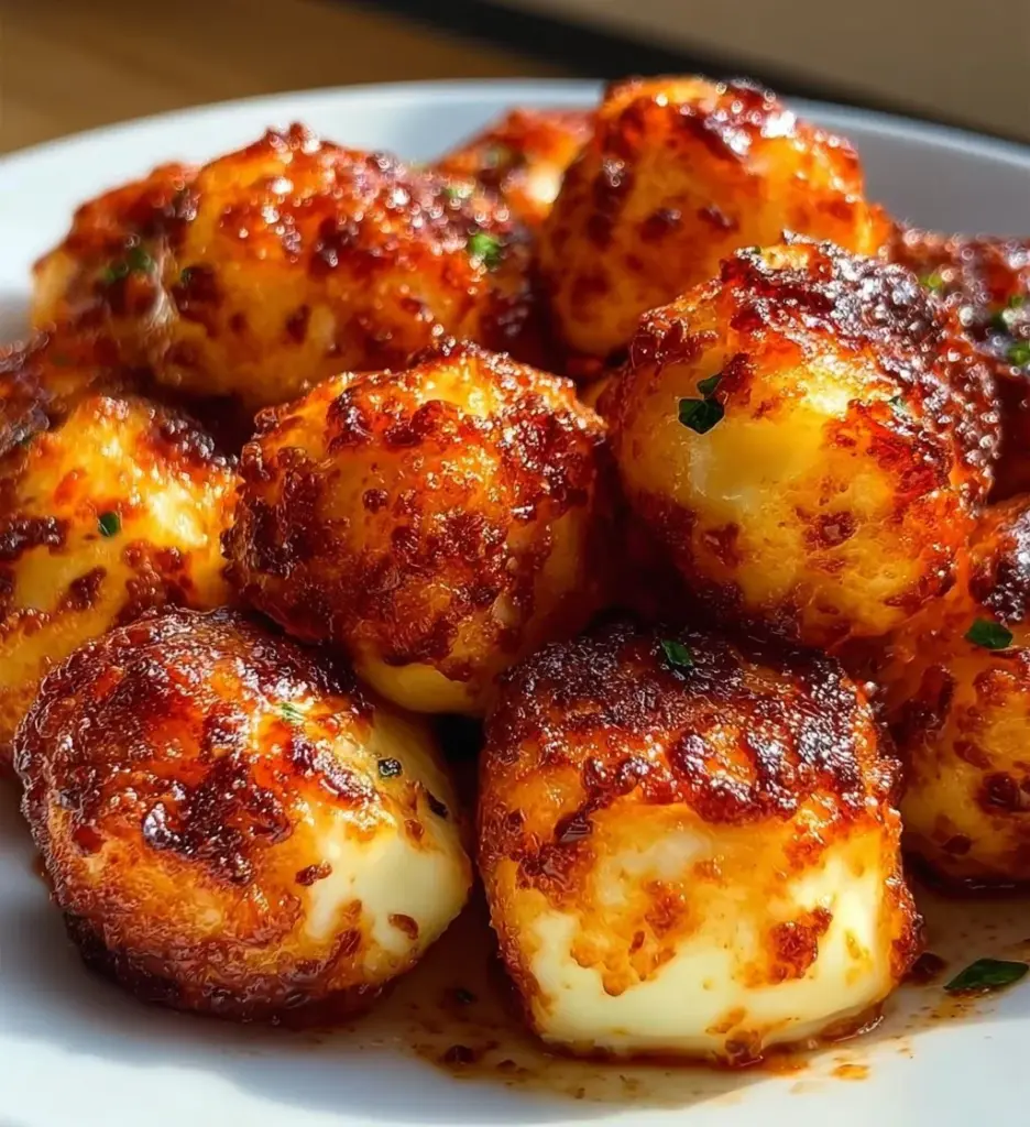 Crispy Cottage Cheese Mozzarella Bites served on a plate